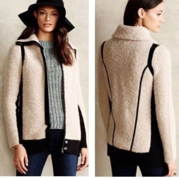 ANTHROPOLOGIE SPARROW Boucle Teddy wool blend zipper jacket size S - Picture 1 of 9